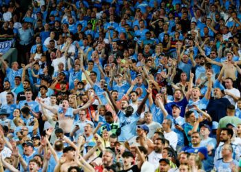 Kibice Manchesteru City na trybunach