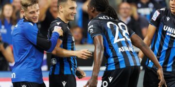 Piłkarze Club Brugge cieszą się z gola