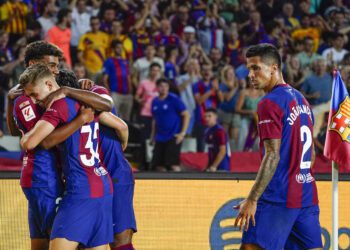radość piłkarzy FC Barcelony