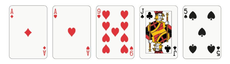 Układ pokerowy para składający się z dwóch asów.