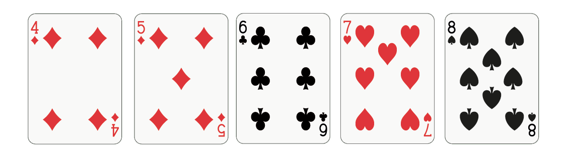 Układ pokerowy strit składający się z po kolei ustawionych kart od czterech do ośmiu w różnych figurach.