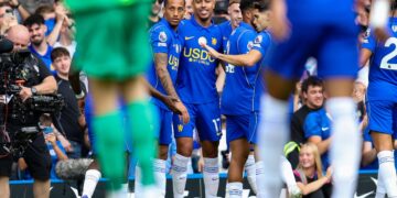 Drużyna Chelsea w akcji meczu Premier League