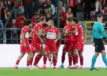 Zawodnicy Widzewa przed meczem z Wisłą Kraków