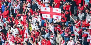 Kibice Gruzji podczas meczu reprezentacji na Euro 2024.