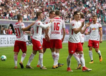 Piłkarze RB Lipsk w meczu Bundesligi