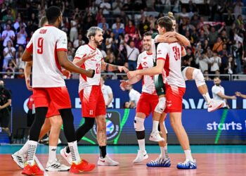 Siatkarze reprezentacji Polski w akcji w meczu ME 2026