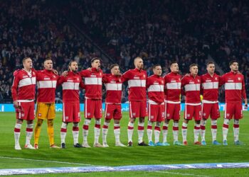 Piłkarze reprezentacji Polski podczas ostatniego meczu w Szkocji