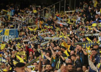 Kibice Fenerbahce podczas meczu piłki nożnej