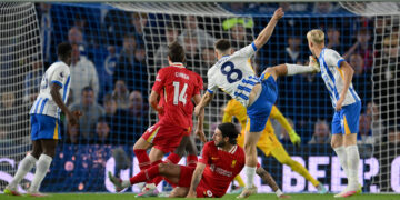 Piłkarze Liverpool FC i Brighton podczas meczu ligi angielskiej