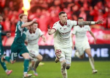 Piłkarze Widzewa Łódź podczas meczu Ekstraklasy