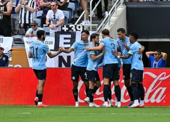 Piłkarze Manchesteru City podczas meczu w ramach Klubowych Mistrzostw Świata.