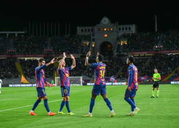 Barcelona po strzeleniu gola w La Liga