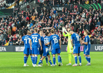 Piłkarze Lecha Poznań podczas meczu Ligi Konferencji