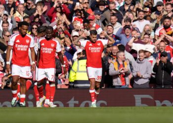 Piłkarze Arsenalu w meczu na Emirates Stadium