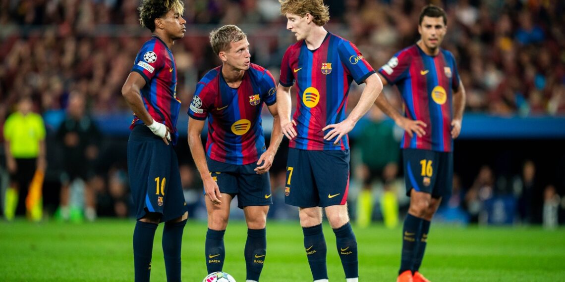 Piłkarze Barcelony podczas meczu na Camp Nou