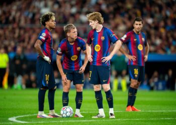 Piłkarze Barcelony podczas meczu na Camp Nou