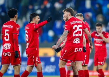 Piłkarze Widzewa podczas meczu z Wisłą Płock w Ekstraklasie