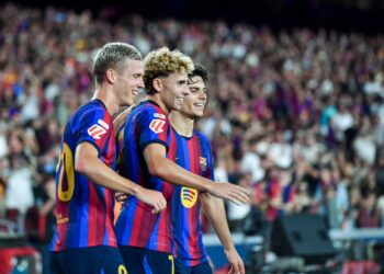 Piłkarze FC Barcelona podczas meczu La Liga