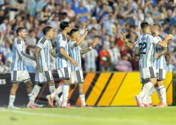 Piłkarze reprezentacji Argentyny podczas meczu