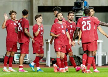 Reprezentacja Portugalii celebruje zdobycie gola