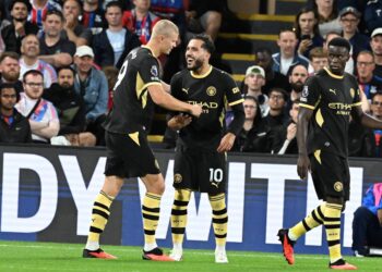 Zawodnicy Manchesteru City w meczu Premier League