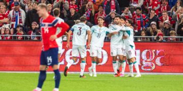 Piłkarze Portugalii w meczu z Norwegią