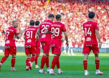 Piłkarze Widzewa podczas kolejnego meczu